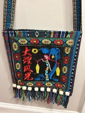 Hippie Boho Oriental Art
Crossbody Purse Bag Fringe Beads